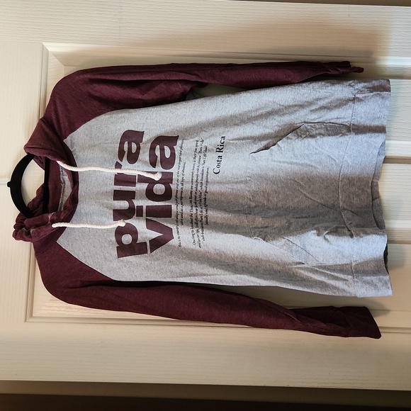 Pura Vida Tops - Pura Vida Gray Body Raglan Hoodie with Maroon Sleeves